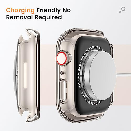 Goton Waterproof Privacy Case for Apple Watch Series 9 8 7 6 5 4 SE Ultra 40mm 44mm 41mm 45mm 49mm, Hard PC Bumper Tempered Glass Screen Protector for iWatch Cover Accessories, 44mm Clear - 5