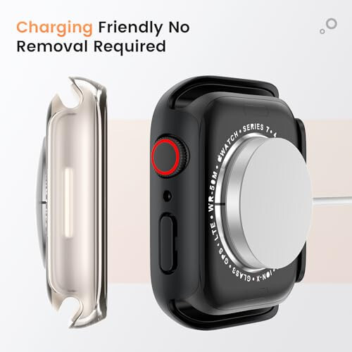 Goton Waterproof Privacy Case for Apple Watch Series 9 8 7 6 5 4 SE Ultra 40mm 44mm 41mm 45mm 49mm, Hard PC Bumper Tempered Glass Screen Protector for iWatch Cover Accessories, 44mm ClearBlack - 5