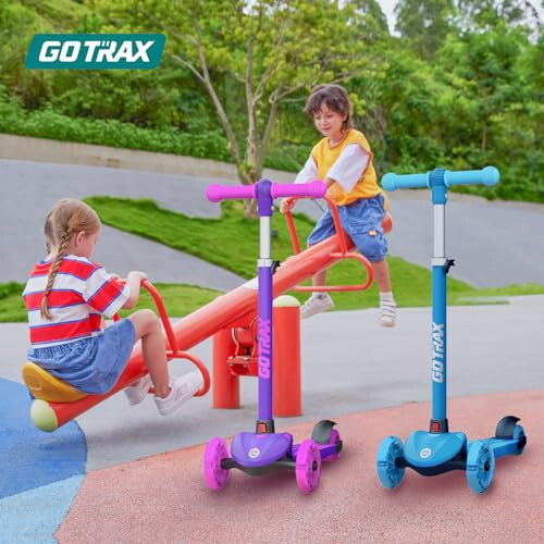 Gotrax KS1 Kids Kick Scooter, LED Lighted Wheels and 3 Adjustable Height Handlebars, Lean-to-Steer & Widen Anti-Slip Deck, 3 Wheel Scooter for Boys & Girls Ages 2-8 and up to 100 Lbs - 2