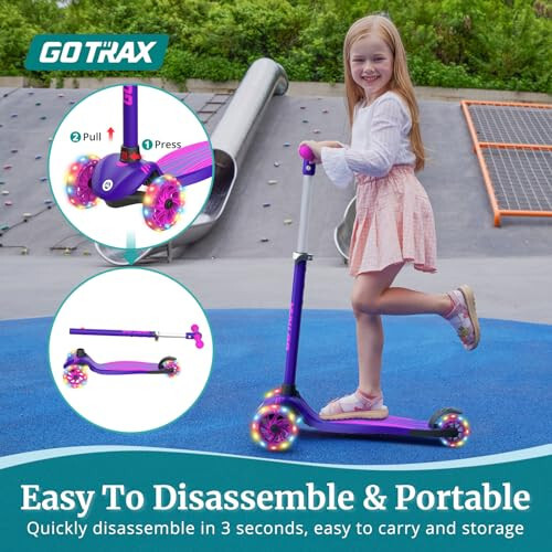 Gotrax KS1 Kids Kick Scooter, LED Lighted Wheels and 3 Adjustable Height Handlebars, Lean-to-Steer & Widen Anti-Slip Deck, 3 Wheel Scooter for Boys & Girls Ages 2-8 and up to 100 Lbs - 5