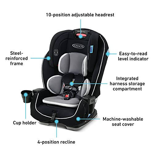 Graco Landmark 3 in 1 Car Seat | 3 Modes of Use from Rear Facing to Highback Booster Car Seat, Wynton - 6