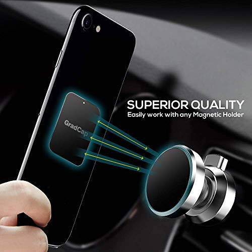 GradCap Metal Plate for Magnetic Phone Mount - 4 Packs Universal Ultra Thin Black Metal Disc w/Strong 3M Adhesive Sticker - Replacement Accessory Kit - 2 Rectangle (1.75