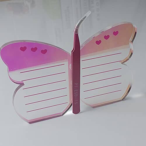 Grafting False Eyelash Acrylic Extension Pallet, Eyelash Extension Tweezers Plate Pad Makeup Palette Individual Training Tools Butterfly-shaped (Dazzling(5.9x3.9inch)) - 3