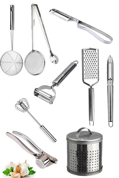 Grater Garlic Press Julienne Peeler Colander Kitchen Tongs Whisk Potato Peeler Tea Strainer - 1