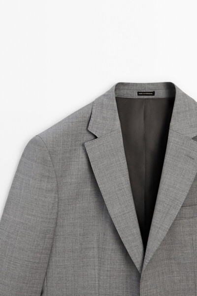 Gray 100% Wool Classic Blazer - 7