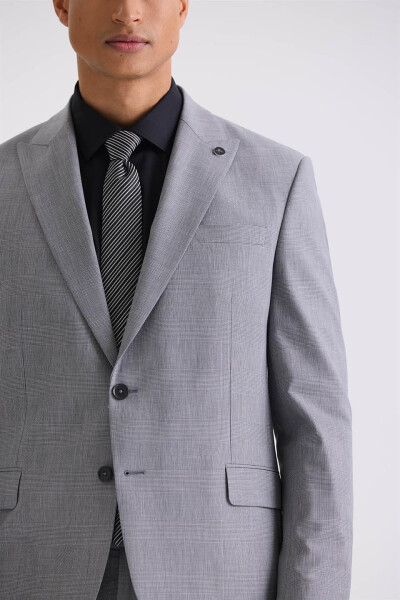 Gray Classic Fit Pointed Collar Wool Suit - 3