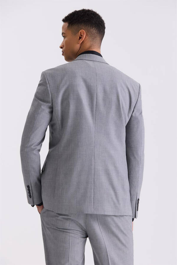 Gray Classic Fit Pointed Collar Wool Suit - 4