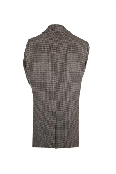 Gray Comfort Fit Berberi Collar Plaid Wool Cashmere Coat - 11