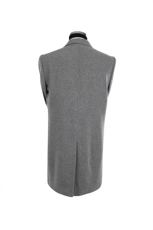 Gray Comfort Fit Single Breasted Side Pocket Cashmere Coat - 7