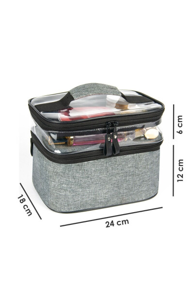 Gray Cosmetic Makeup Bag Organizer Travel Type Compartmental Large Transparent Makeup Brush Organizer - 4