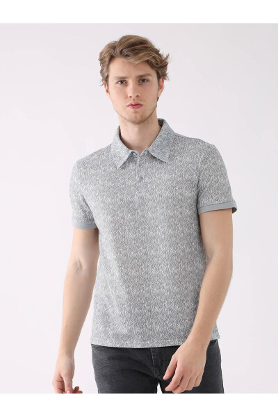 Gray Men's Extra Slim Fit Patterned Casual Polo Collar T-Shirt - 94306 - 7