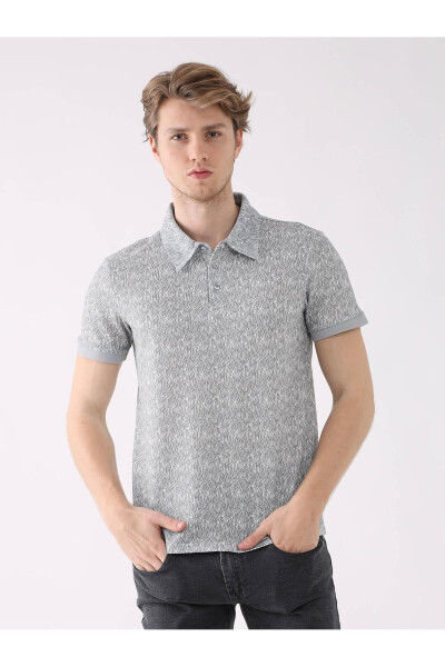 Gray Men's Extra Slim Fit Patterned Casual Polo Collar T-Shirt - 94306 - 9