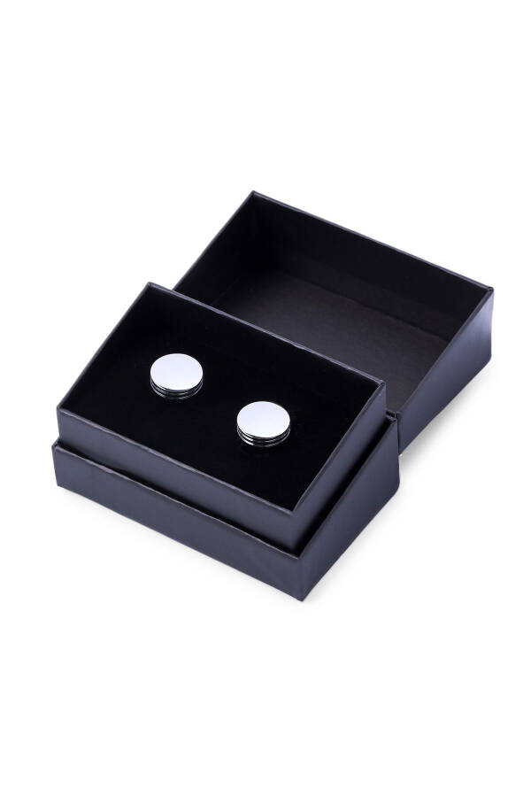 Gray Plain Round Cufflinks - 4