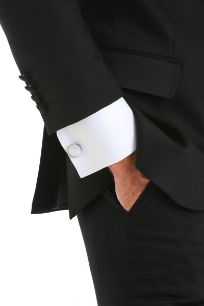 Gray Plain Round Cufflinks - 5