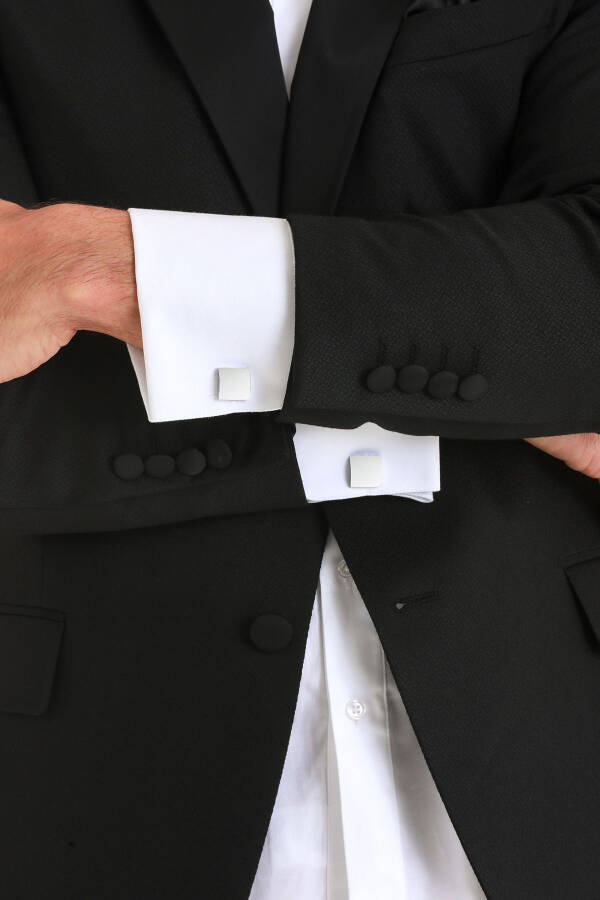 Gray Plain Square Cufflinks - 3