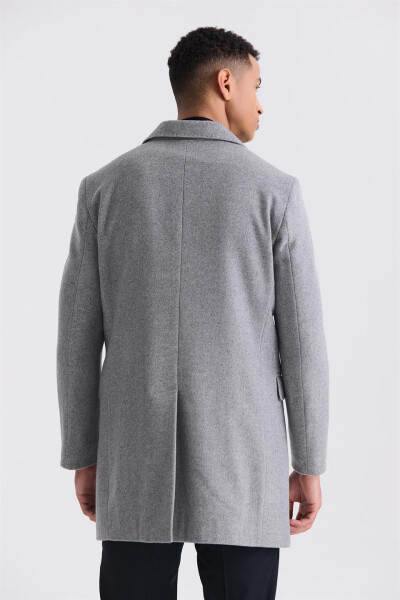 Gray Regular Fit Single-Breasted Wool Coat - 4