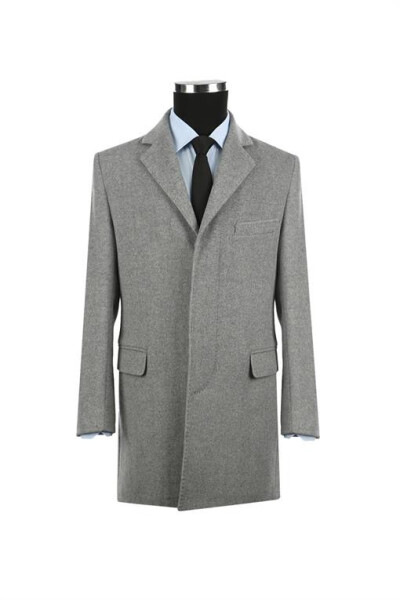 Gray Regular Fit Single-Breasted Wool Coat - 5