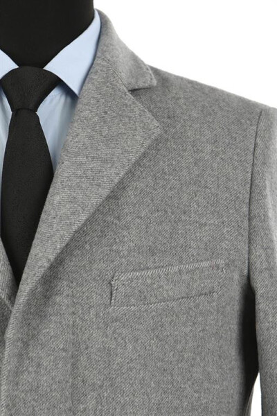 Gray Regular Fit Single-Breasted Wool Coat - 6