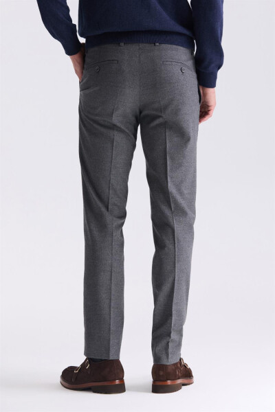 Gray Slim Fit Fabric Trousers - 4