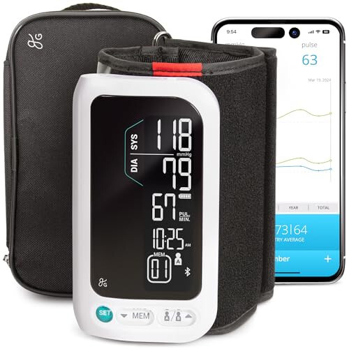 Greater Goods Bluetooth Blood Pressure Monitor with Automatic Upper Arm Cuff, App-Enabled for iOS and Android - 1