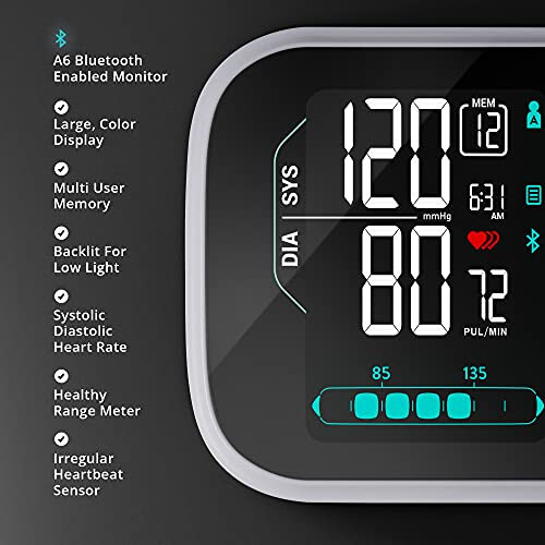 Greater Goods Premium Digital Bluetooth Blood Pressure Monitor for Home Use, Multicolor Large Screen, Black - 3