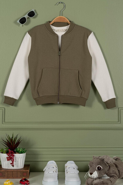 Green Boys' Zippered Kangaroo Pocket Jacket - 3