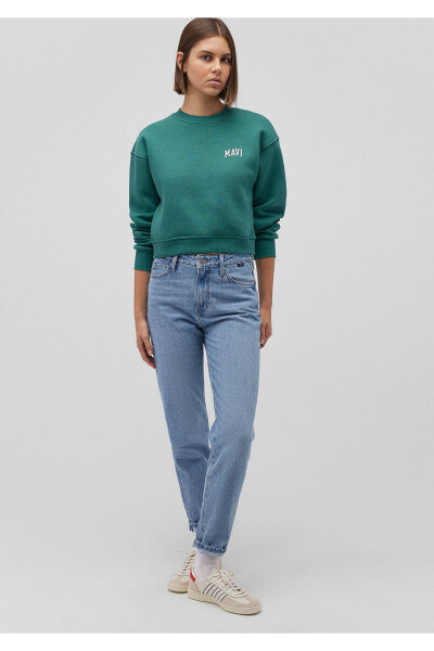 Green Crop Sweatshirt with Logo Print 1611601-71874 - 20