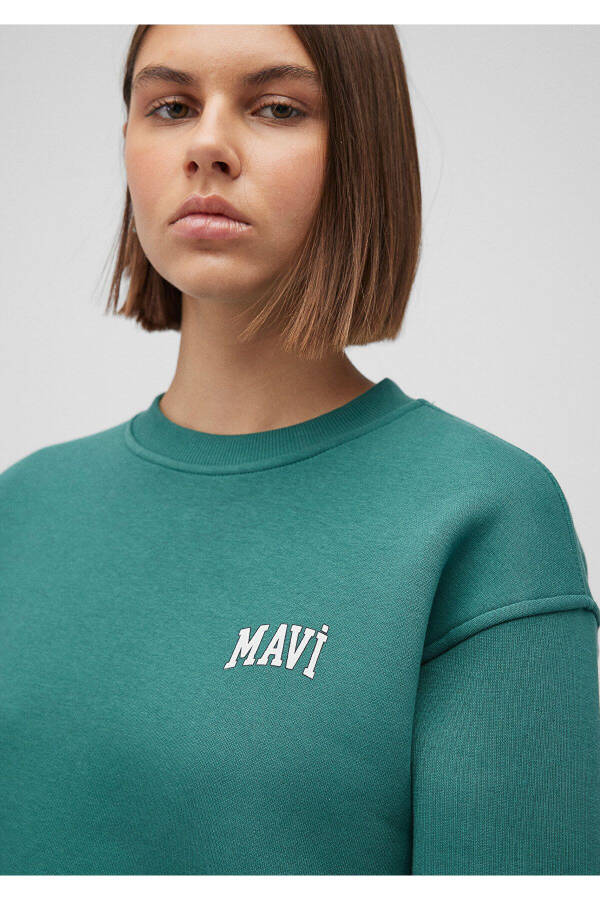 Green Crop Sweatshirt with Logo Print 1611601-71874 - 23