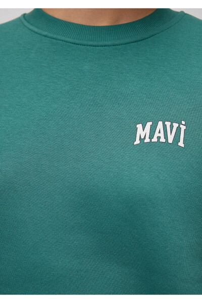 Green Crop Sweatshirt with Logo Print 1611601-71874 - 24