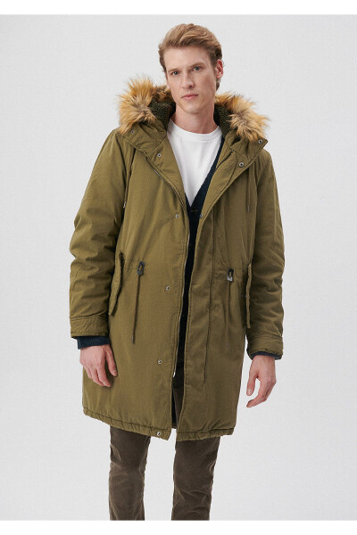 Green, fur-trimmed, oversized long parka. 0110108-29754 - 3