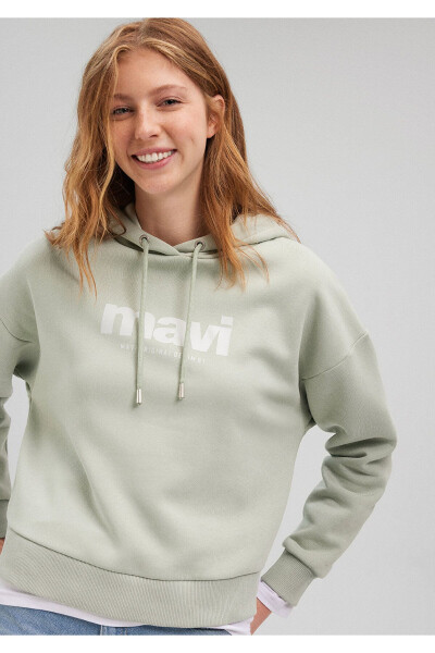 Green Hooded Sweatshirt with Logo Print 168334-71464 - 2