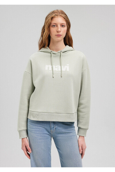 Green Hooded Sweatshirt with Logo Print 168334-71464 - 3