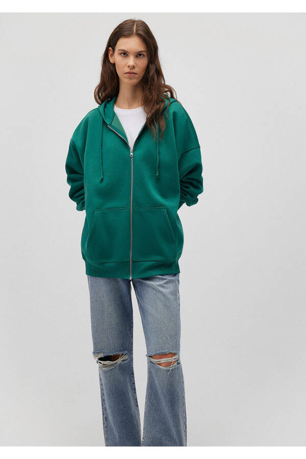 Green Hooded Zip-Up Sweatshirt 1610221-71874 - 19