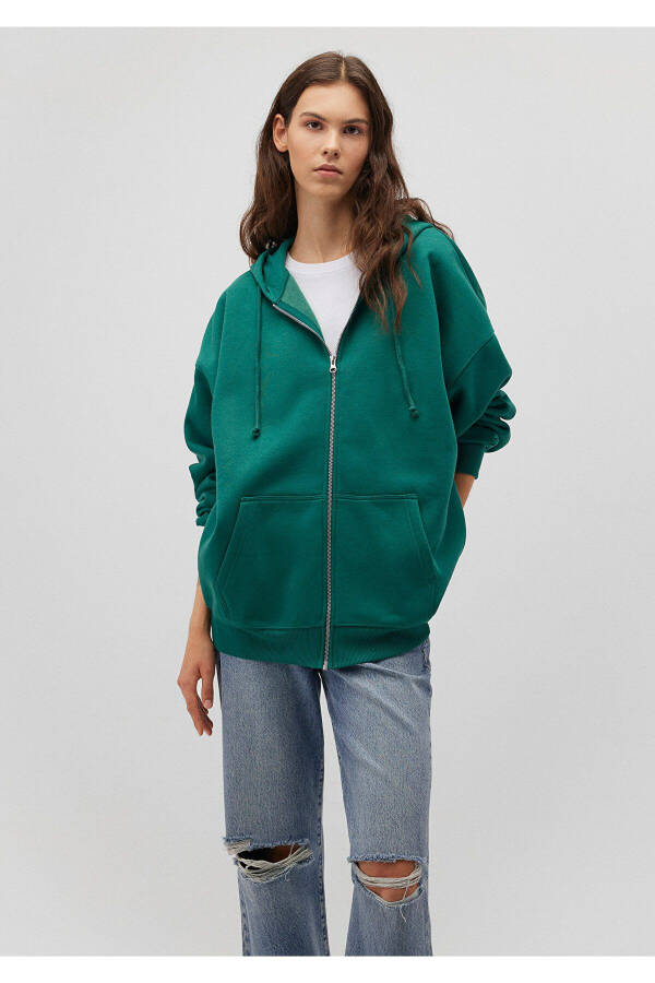 Green Hooded Zip-Up Sweatshirt 1610221-71874 - 20