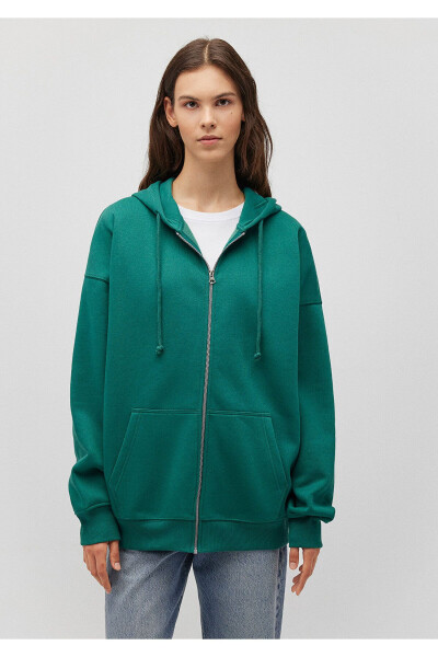 Green Hooded Zip-Up Sweatshirt 1610221-71874 - 21