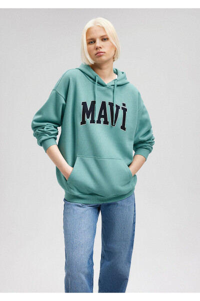 Green Hoodie with Logo Print 1600361-71823 - 22