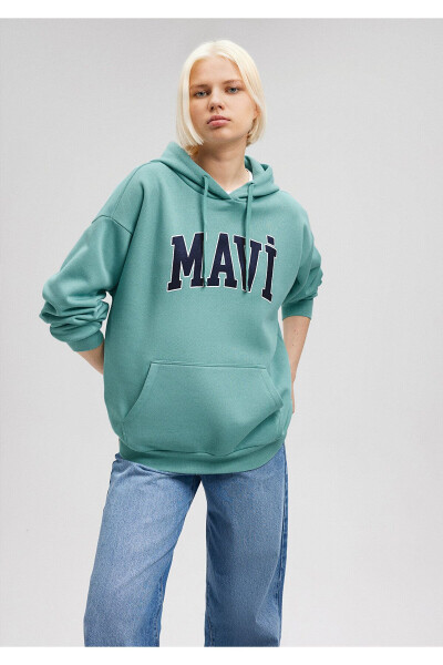 Green Hoodie with Logo Print 1600361-71823 - 23