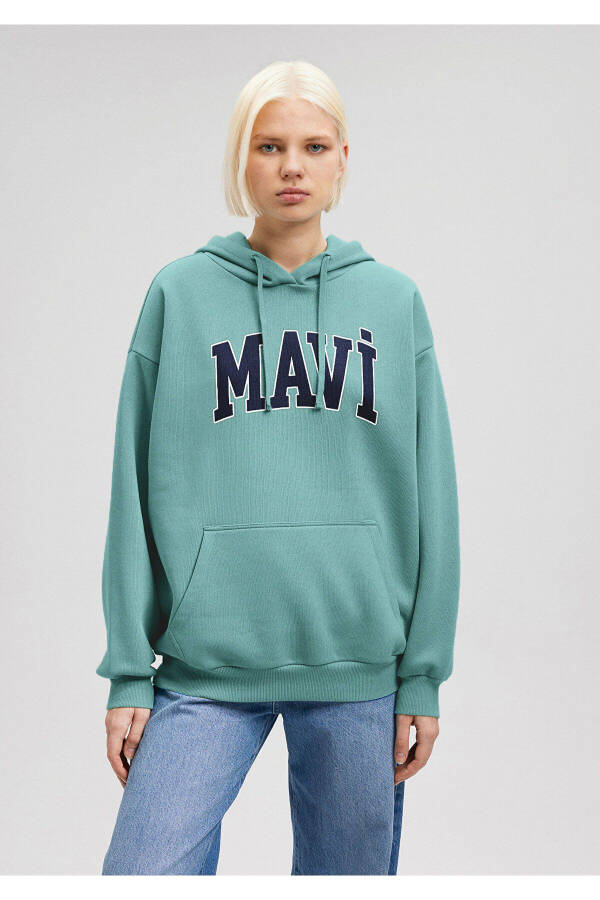 Green Hoodie with Logo Print 1600361-71823 - 25