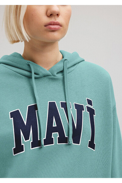 Green Hoodie with Logo Print 1600361-71823 - 27