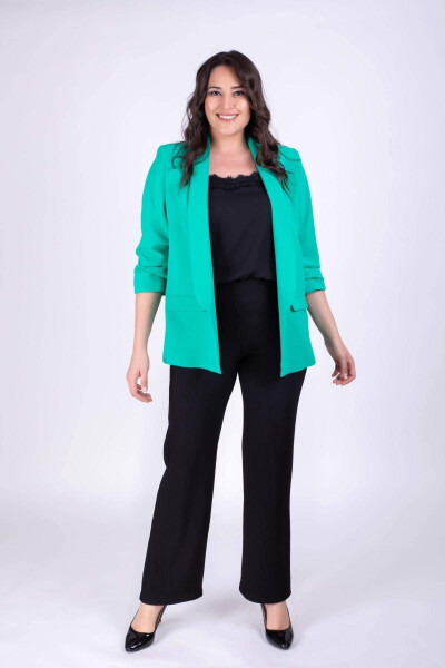 Green Jacket with Detailed Sleeves - 1