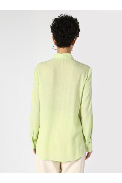 Green, long-sleeved, pocket, regular fit shirt for women. - 2