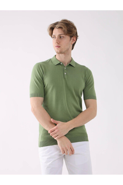 Green Men's Polo Neck Sweater - 2