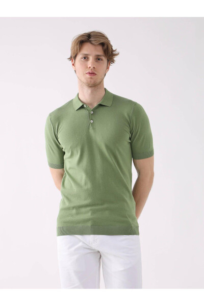 Green Men's Polo Neck Sweater - 3