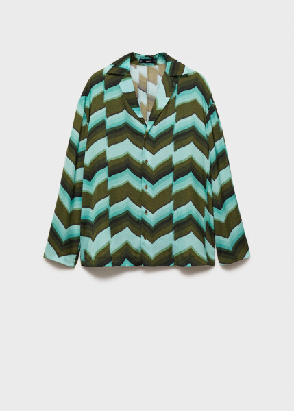 Green patterned loose shirt - 1