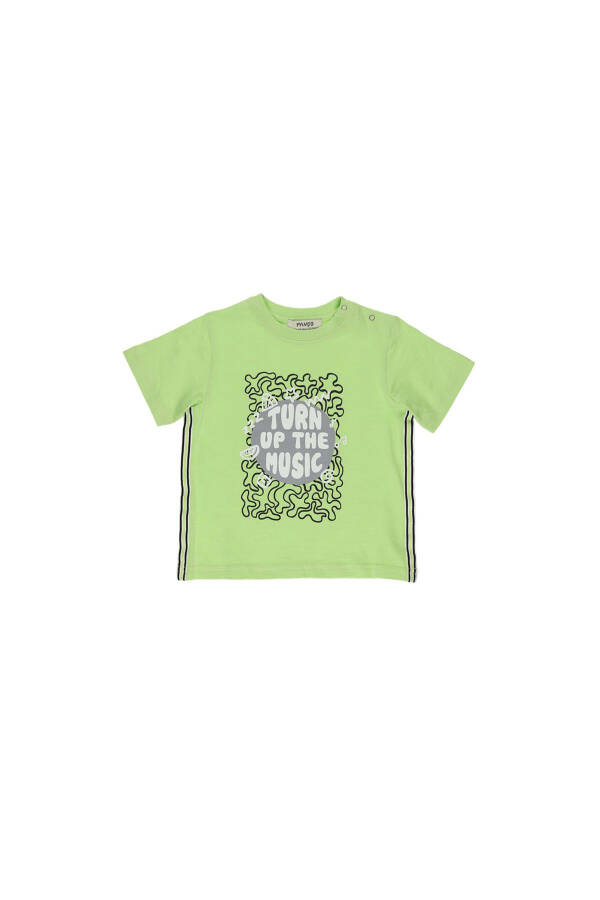 Green Short-Sleeved Printed T-Shirt for Baby Boys - 4