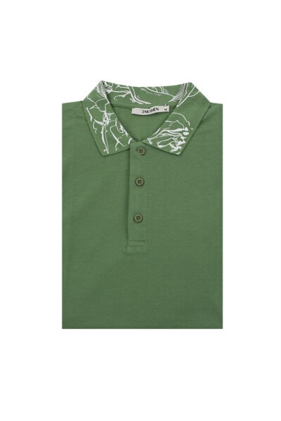 Green Slim Fit Polo Neck Men's T-Shirt - 1