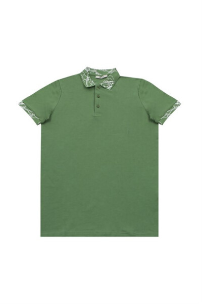 Green Slim Fit Polo Neck Men's T-Shirt - 3