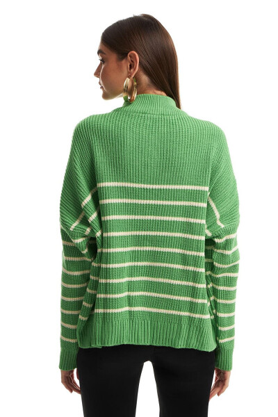 Green Striped Zippered Sweater - 15