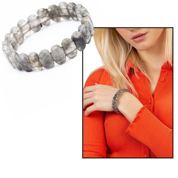 Grey Crystal Quartz Natural Stone Rolex Women's Bracelet - 11