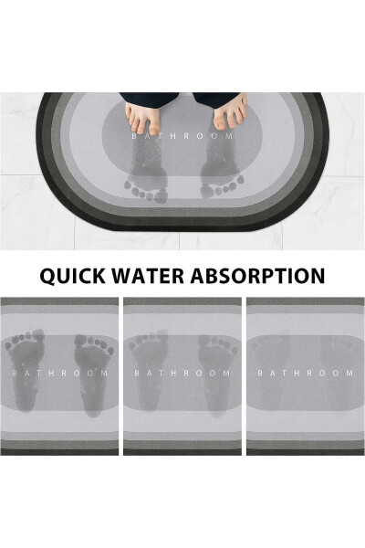 Grey Magic Water Absorbent Bath Mat Non-Slip Base Foot Mat 40x60 - 11